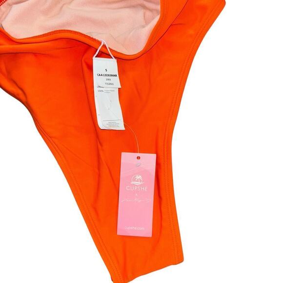 NWT Orange  Buckle One Piece Fashion Swimsuit Women’s S Beach Swim Vacation - Picture 5 of 9